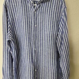 Daniel Cremieux Navy and White Striped Button-Down Shirt